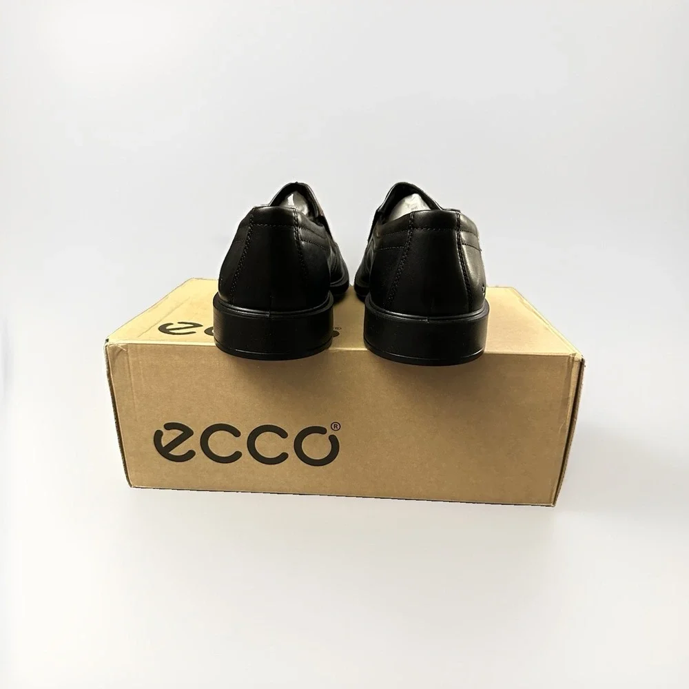 ECCO New Jersey Mens Black Leather Slip On Loafers Shoes EU 45 US 11-11.5 NEW